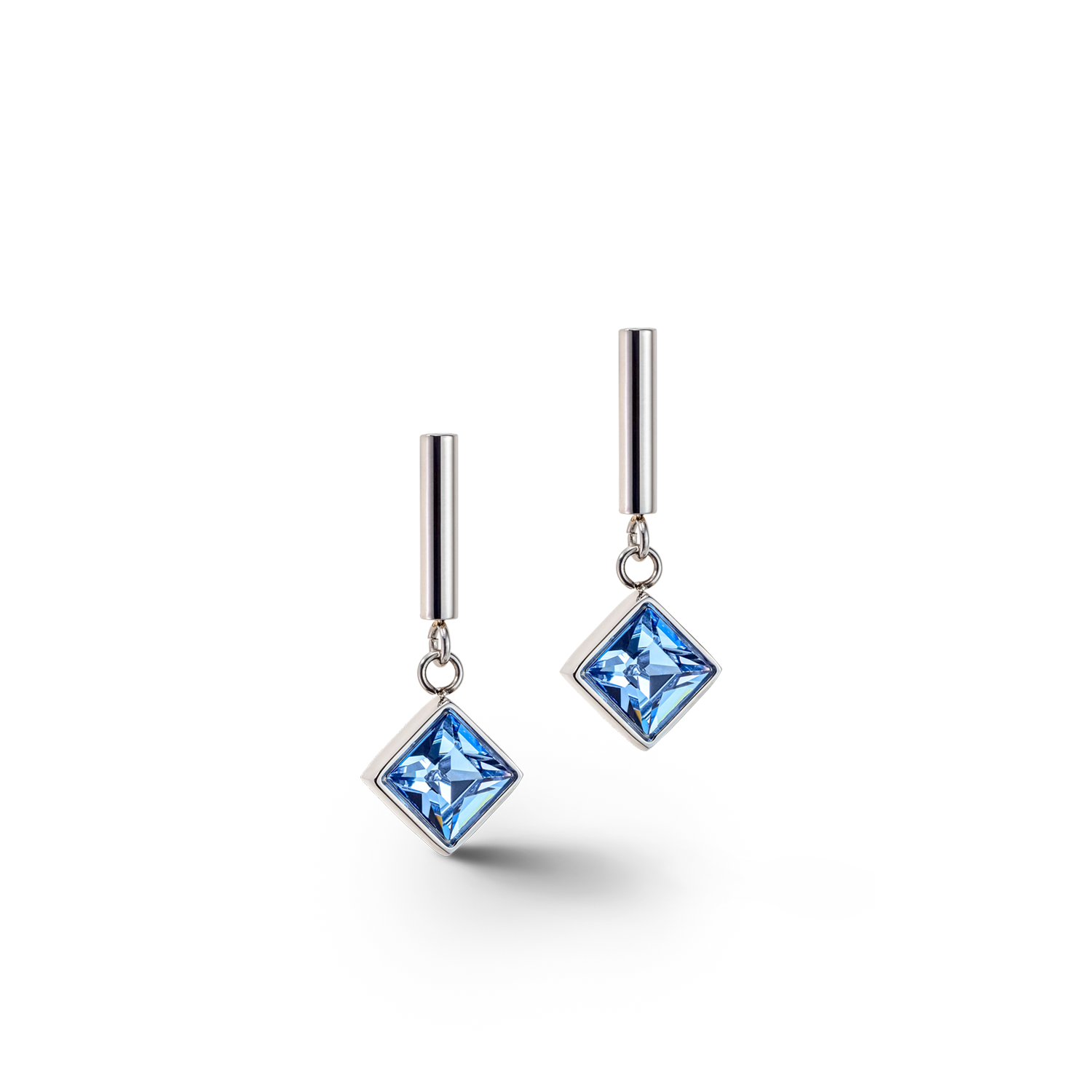 Brilliant Square earrings silver light blue