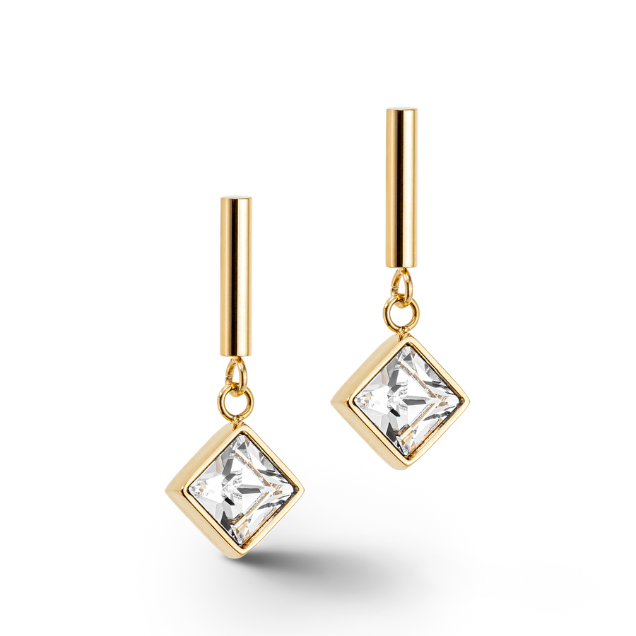 Brilliant Square earrings gold-crystal