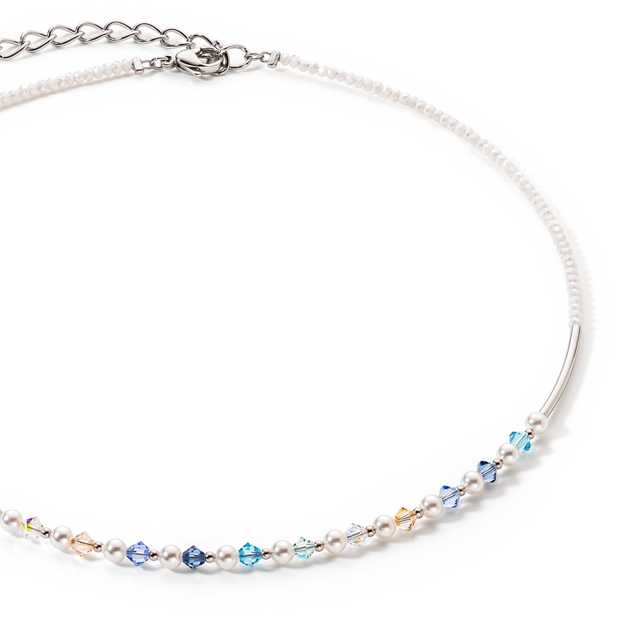 Princess Pearls necklace silver light blue