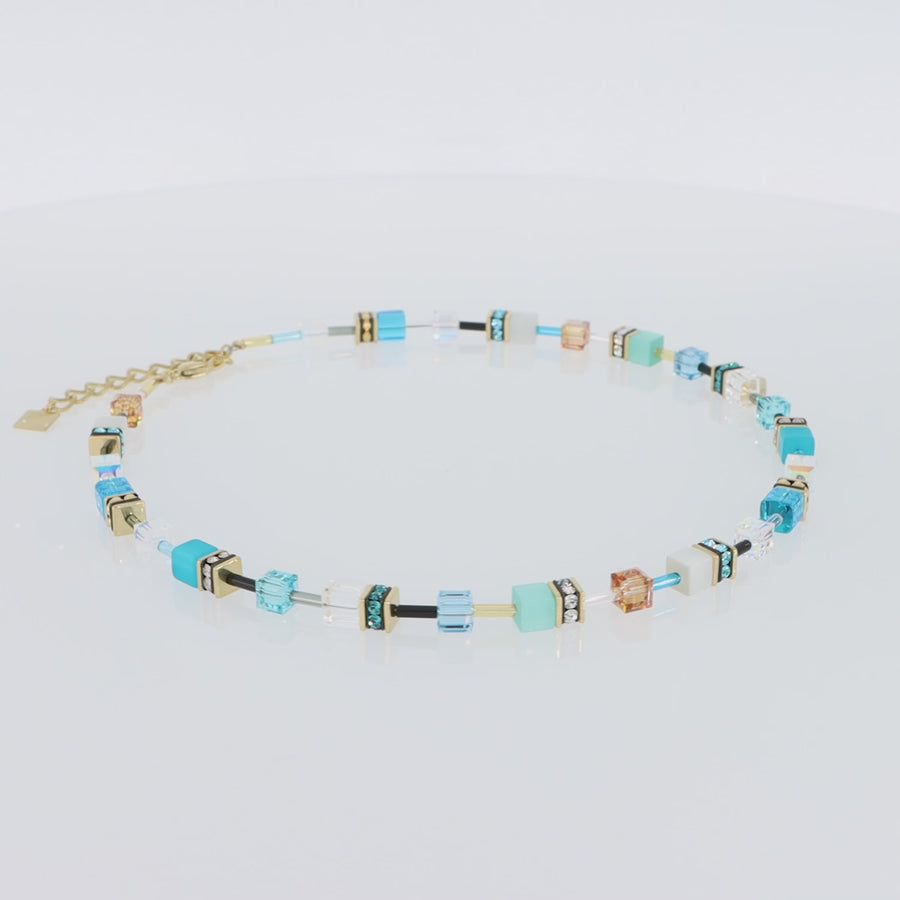GeoCUBE® Iconic necklace gold turquoise
