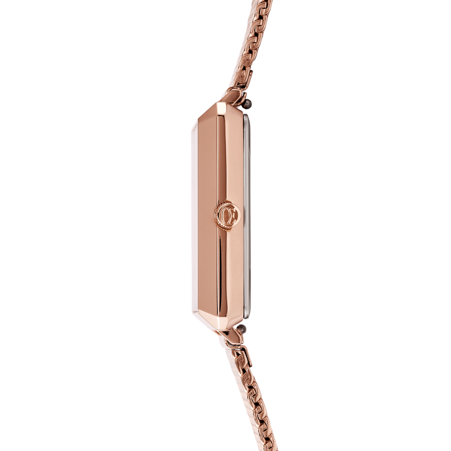 Watch Iconic Square Mocha Sunray Milanese Stainless Steel Rose Gold