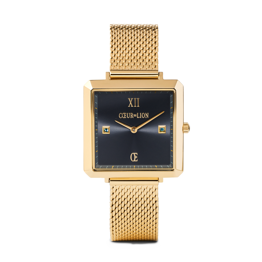 Watch IconicSquare Midnight Blue Sunray Milanese Stainless Steel Gold