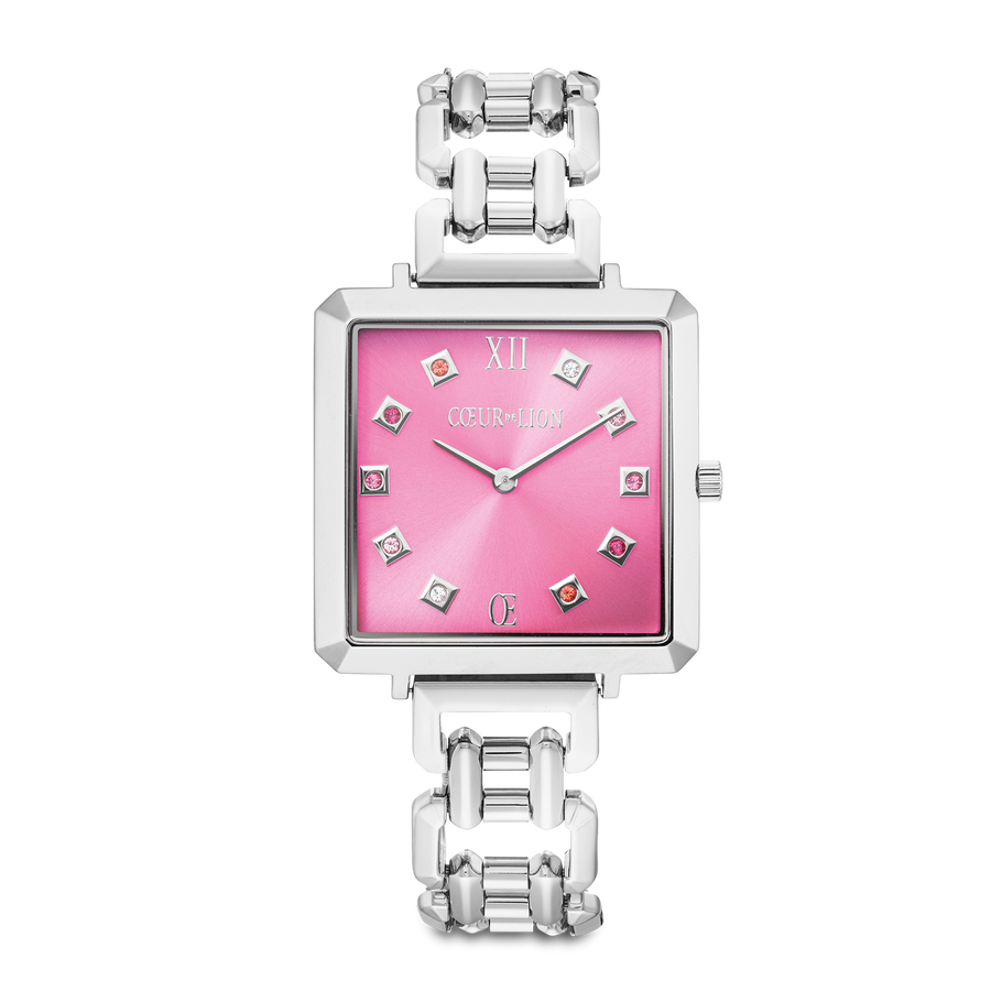 Gift Set Watch Iconic Cube Viva Magenta silver & GeoCUBE® Iconic Bracelet Viva Magenta