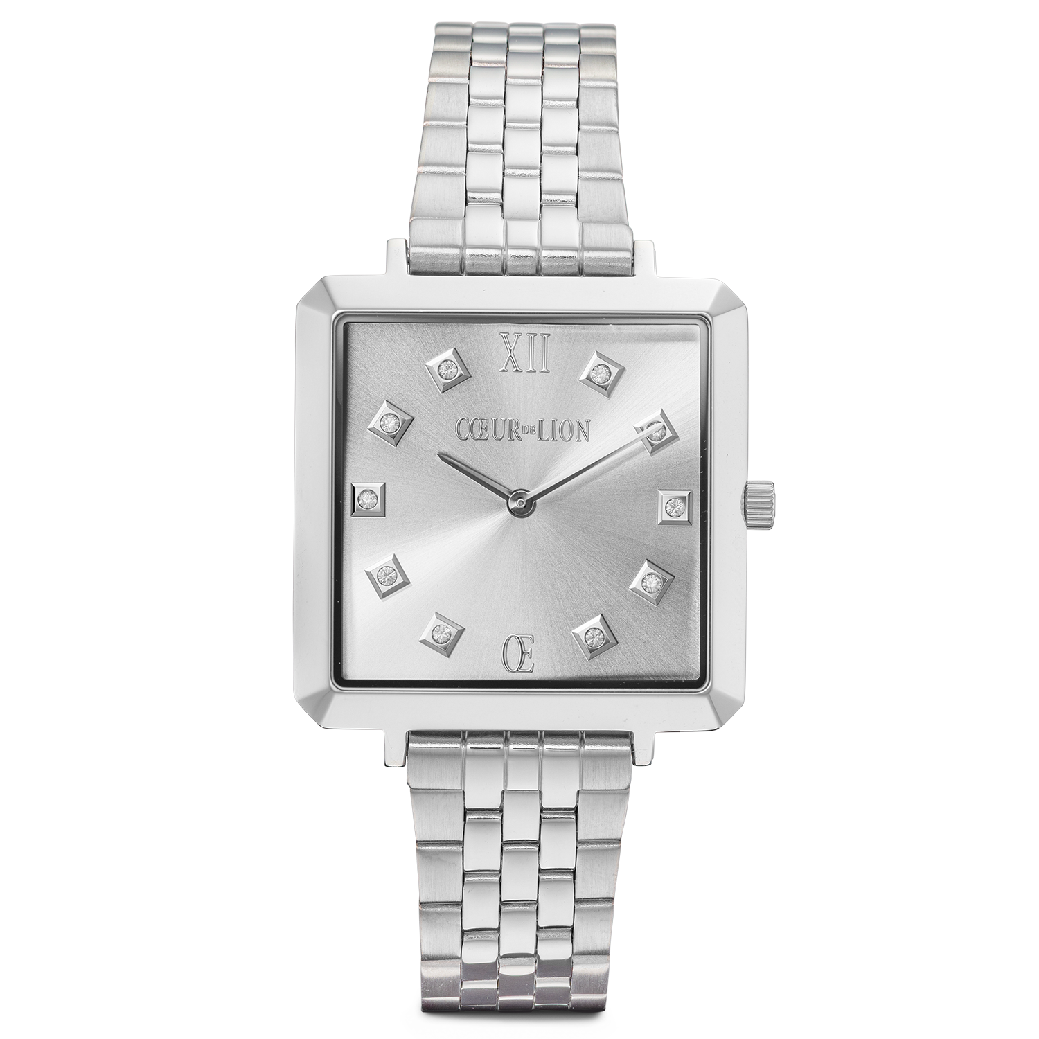 Watch Iconic Square Elegant Monochrome Silver Stainless Steel