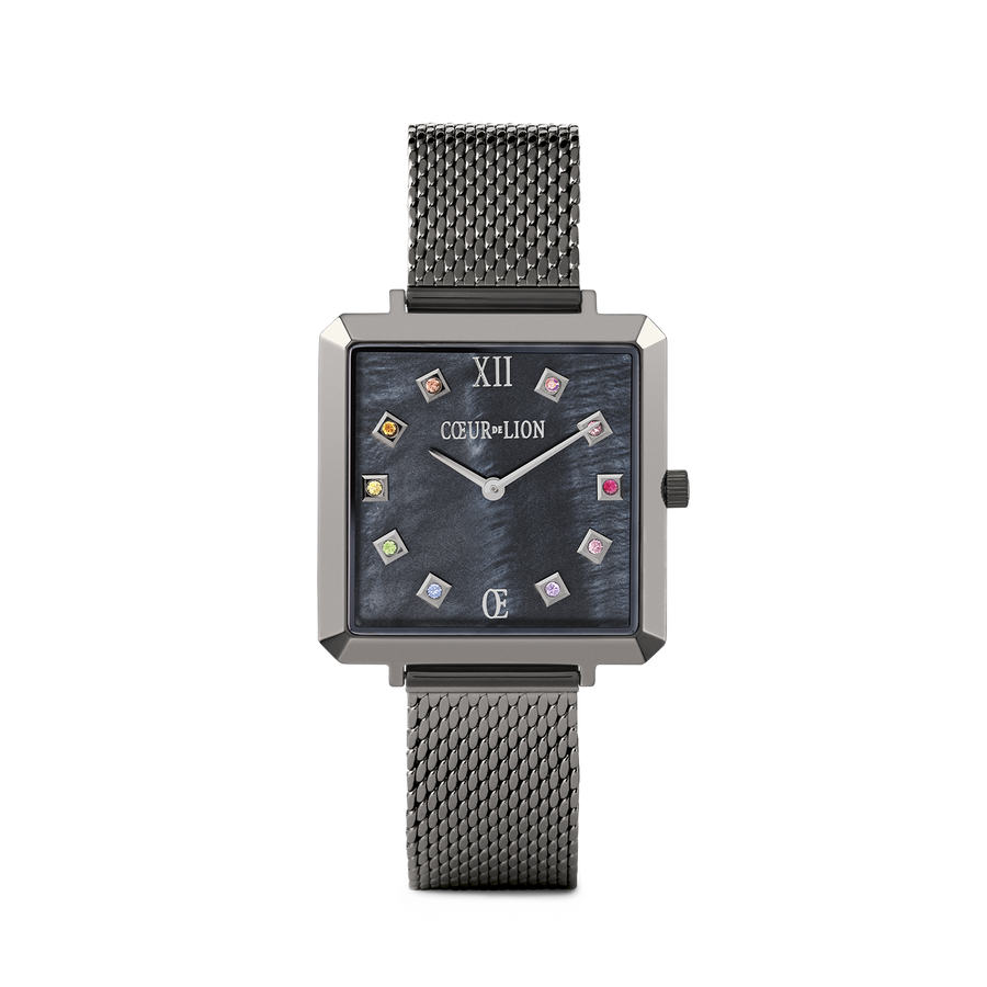 Watch Iconic Square Anthracite Mother-of-Pearl Milanese Stainless Steel Anthracite
