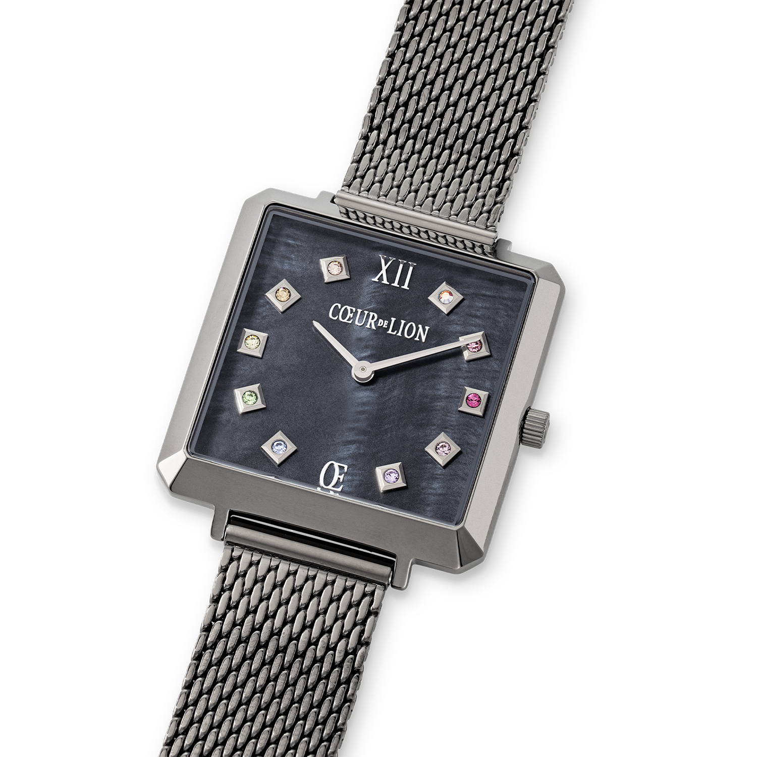 Watch Iconic Square Anthracite Mother-of-Pearl Milanese Stainless Steel Anthracite
