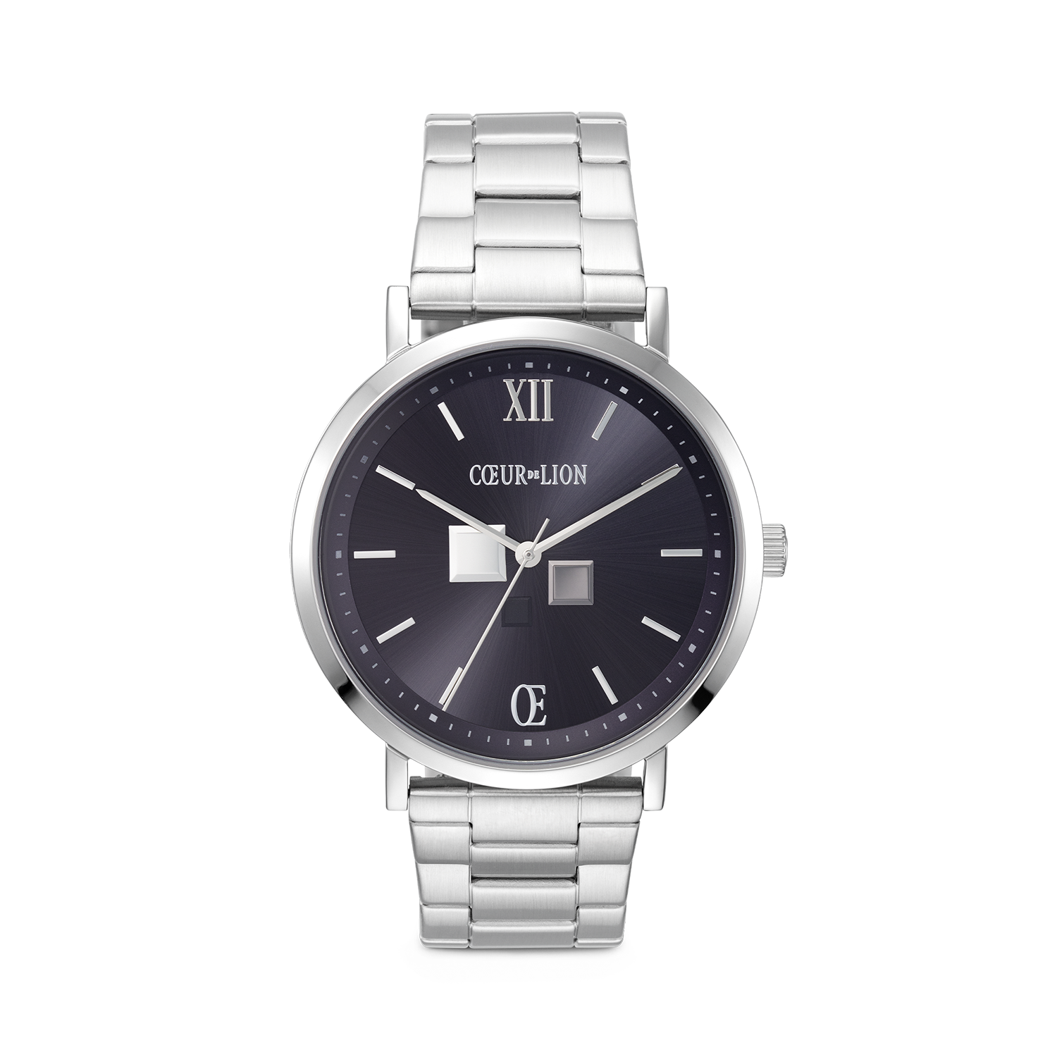 Watch Round Statement Unisex Sunray Midnight Blue Stainless Steel Frosted Silver