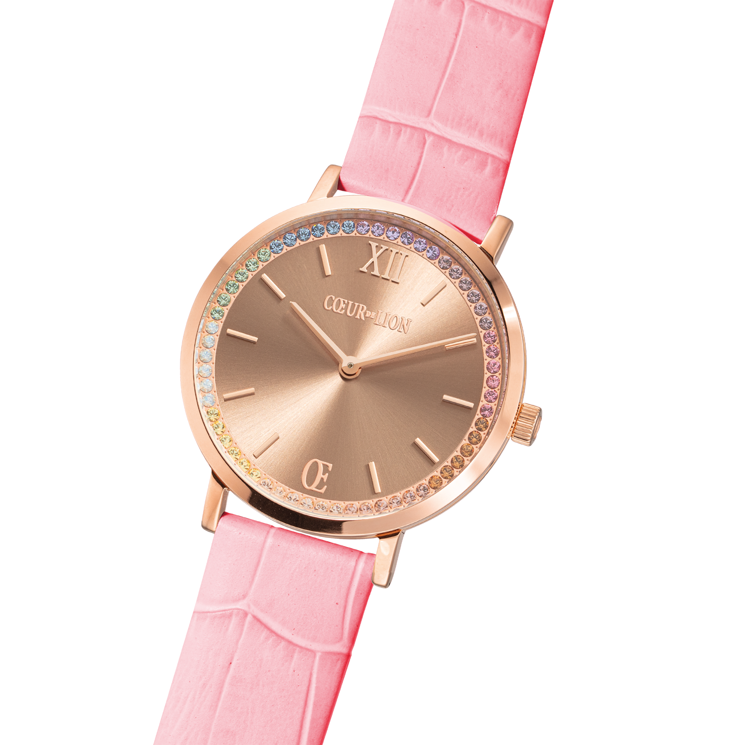Watch Round Pastel Lovers Rose Gold Bracelet Leather Pink