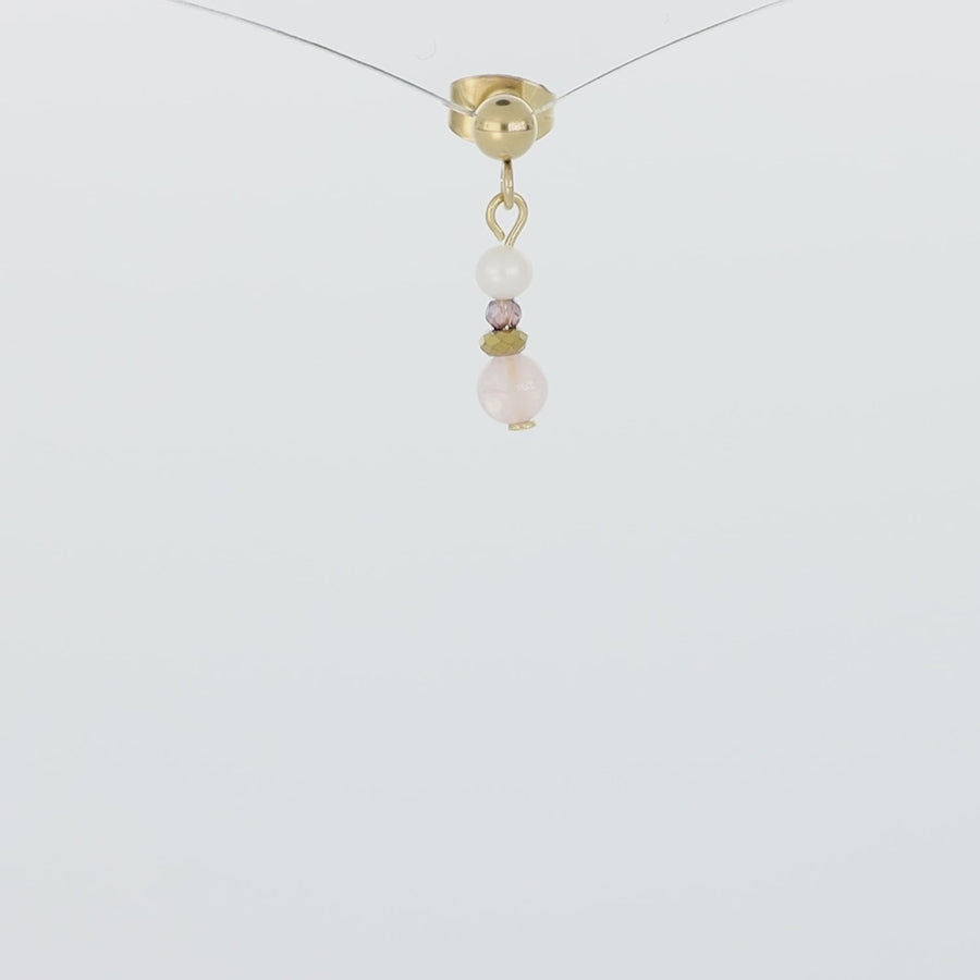 Earrings Romantic Freshwater Pearls & Rose Quartz gold