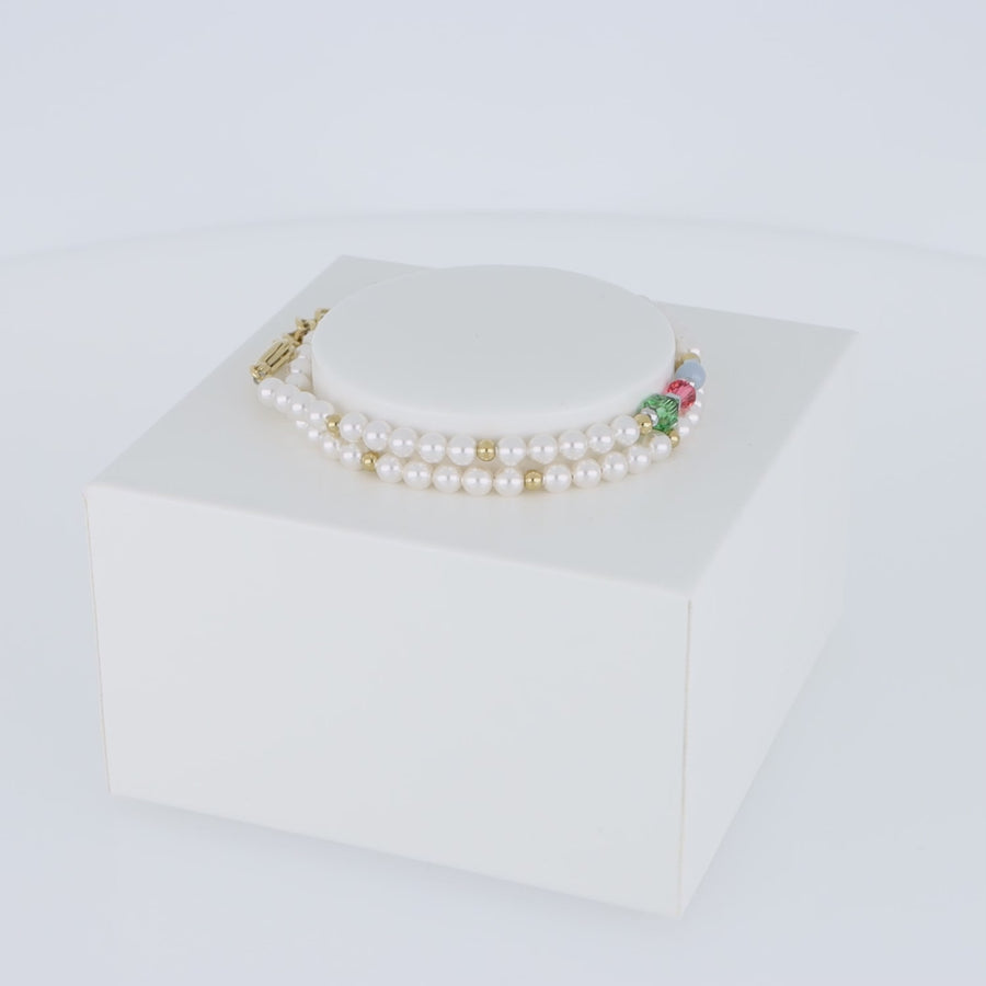 Princess Pearls bracelet Wrap Around gold multicolour Art Nouveau